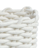 Cotton Rope Storage Basket Hand Knitting Nordic Style Desktop Storage Organizer for Key Snacks Underwear White 30x22x14cm/11.8x8.7x5.5in