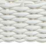 Cotton Rope Storage Basket Hand Knitting Nordic Style Desktop Storage Organizer for Key Snacks Underwear White 30x22x14cm/11.8x8.7x5.5in