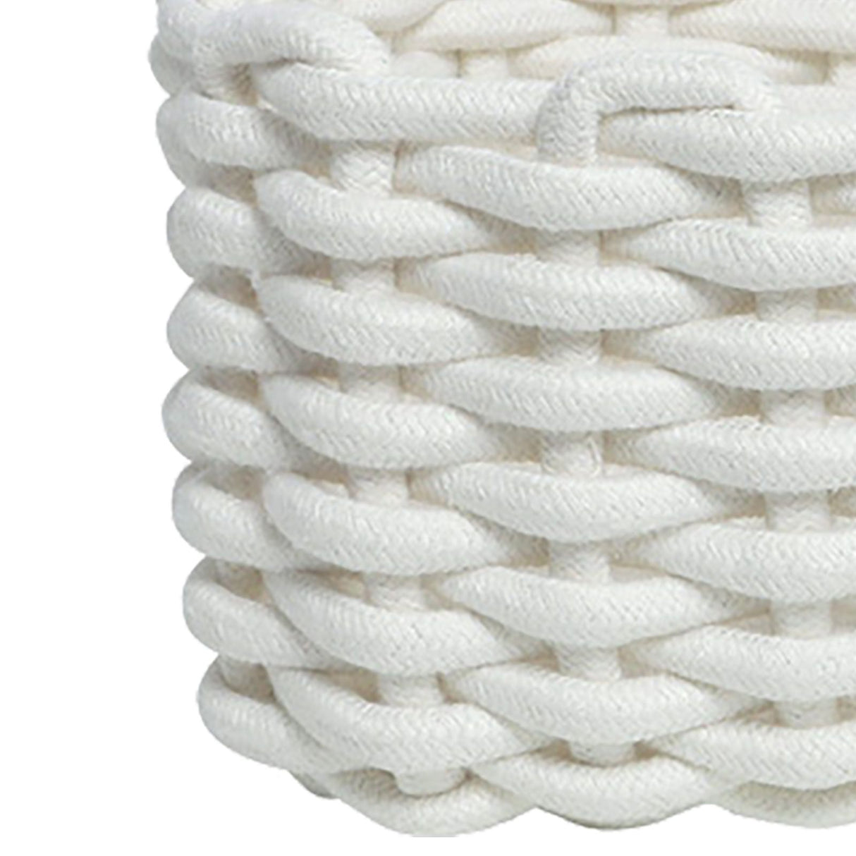 Cotton Rope Storage Basket Hand Knitting Nordic Style Desktop Storage Organizer for Key Snacks Underwear White 30x22x14cm/11.8x8.7x5.5in