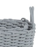 Cotton Rope Storage Basket Hand Knitting Nordic Style Desktop Storage Organizer for Key Snacks Underwear Grey 36x25x15cm/14.2x9.8x5.9in - Close-Up Angle