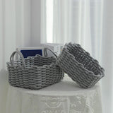 Cotton Rope Storage Basket Hand Knitting Nordic Style Desktop Storage Organizer for Key Snacks Underwear Grey 36x25x15cm/14.2x9.8x5.9in