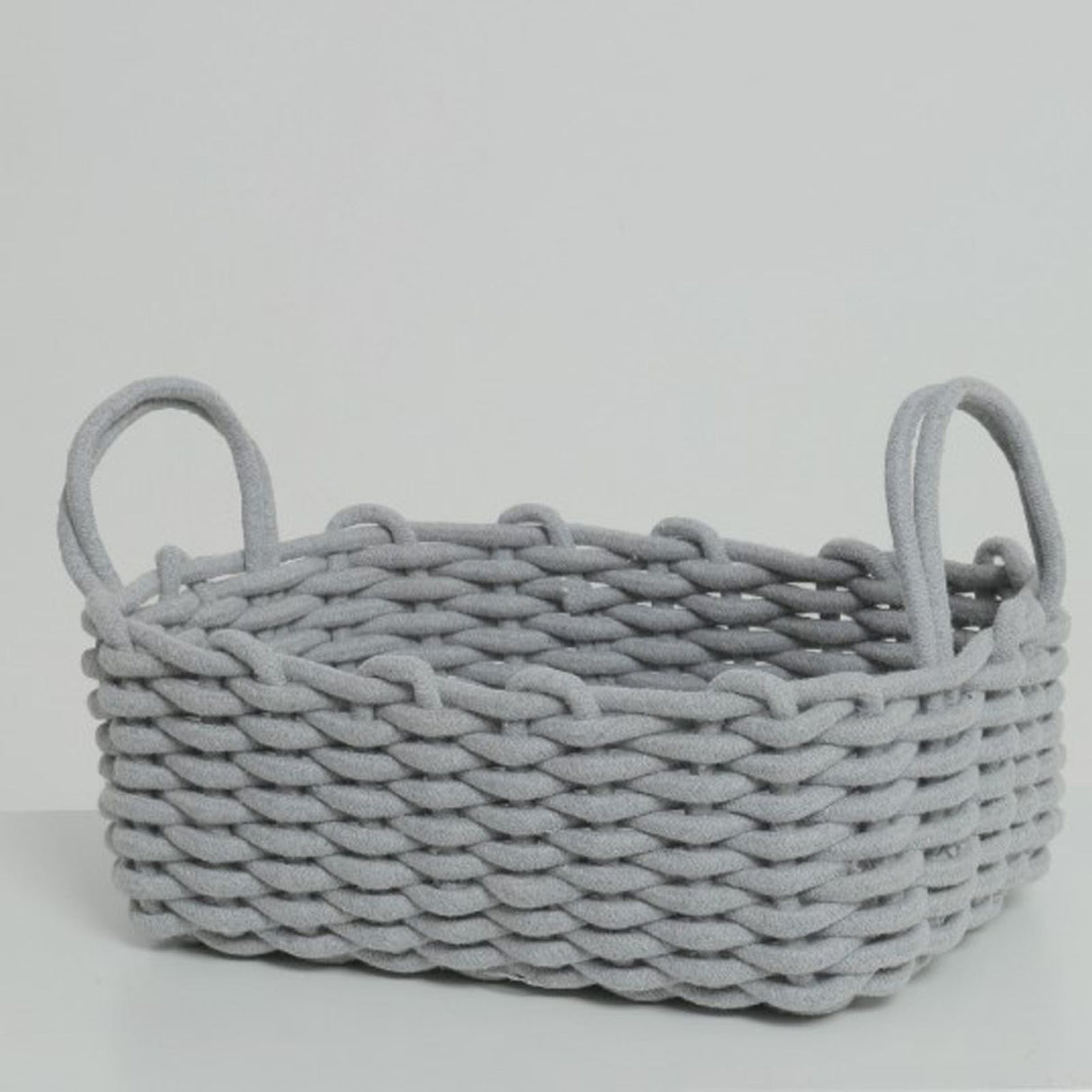 Cotton Rope Storage Basket Hand Knitting Nordic Style Desktop Storage Organizer for Key Snacks Underwear Grey 36x25x15cm/14.2x9.8x5.9in