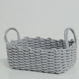Cotton Rope Storage Basket Hand Knitting Nordic Style Desktop Storage Organizer for Key Snacks Underwear Grey 36x25x15cm/14.2x9.8x5.9in