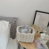 Cotton Rope Storage Basket White Simple Desktop Storage Organizer for Key Wallet Cosmetics
