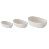 3 Pcs Desktop Storage Basket Oval Organizer Container Cotton Rope Hand Woven for Makeup Snacks White