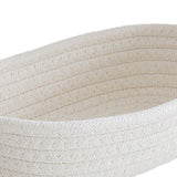 3 Pcs Desktop Storage Basket Oval Organizer Container Cotton Rope Hand Woven for Makeup Snacks White