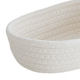 3 Pcs Desktop Storage Basket Oval Organizer Container Cotton Rope Hand Woven for Makeup Snacks White