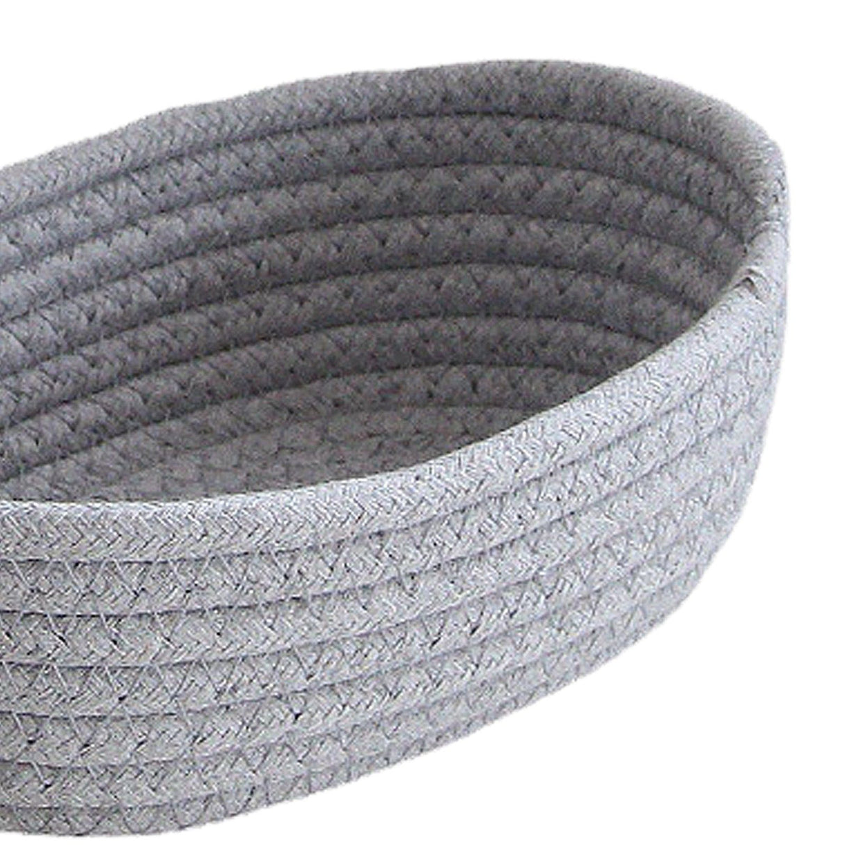 3 Pcs Desktop Storage Basket Oval Organizer Container Cotton Rope Hand Woven for Makeup Snacks Grey