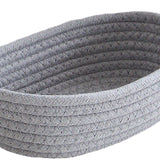 3 Pcs Desktop Storage Basket Oval Organizer Container Cotton Rope Hand Woven for Makeup Snacks Grey