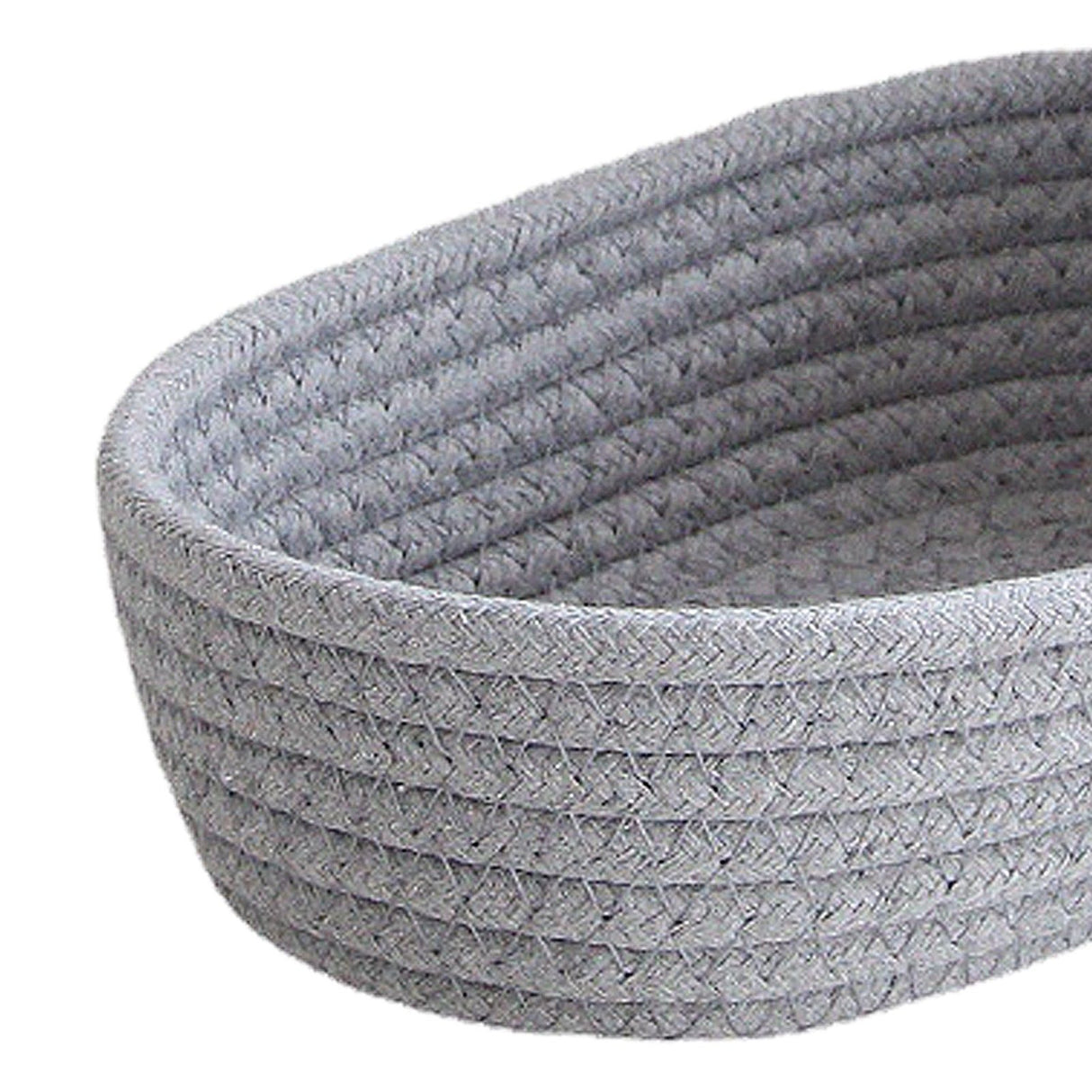 3 Pcs Desktop Storage Basket Oval Organizer Container Cotton Rope Hand Woven for Makeup Snacks Grey