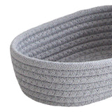 3 Pcs Desktop Storage Basket Oval Organizer Container Cotton Rope Hand Woven for Makeup Snacks Grey