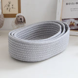 3 Pcs Desktop Storage Basket Oval Organizer Container Cotton Rope Hand Woven for Makeup Snacks Grey