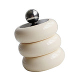 Nordic Style Qtip Holder Dispenser Desktop Dustproof Cotton Swab Storage Container Doughnut Shape Makeup Storage Box with Lid Milky White 3 Layers