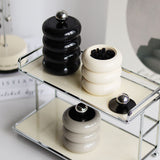 Nordic Style Qtip Holder Dispenser Desktop Dustproof Cotton Swab Storage Container Doughnut Shape Makeup Storage Box with Lid Milky White 3 Layers - 45-Degree Angle