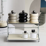 Nordic Style Qtip Holder Dispenser Desktop Dustproof Cotton Swab Storage Container Doughnut Shape Makeup Storage Box with Lid Milky White 3 Layers - Rear View
