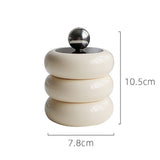 Nordic Style Qtip Holder Dispenser Desktop Dustproof Cotton Swab Storage Container Doughnut Shape Makeup Storage Box with Lid Milky White 3 Layers