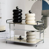 Nordic Style Qtip Holder Dispenser Desktop Dustproof Cotton Swab Storage Container Doughnut Shape Makeup Storage Box with Lid Milky White 3 Layers