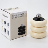 Nordic Style Qtip Holder Dispenser Desktop Dustproof Cotton Swab Storage Container Doughnut Shape Makeup Storage Box with Lid Milky White 3 Layers - Extra Image