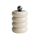 Nordic Style Qtip Holder Dispenser Desktop Dustproof Cotton Swab Storage Container Doughnut Shape Makeup Storage Box with Lid Milky White 4 Layers