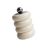 Nordic Style Qtip Holder Dispenser Desktop Dustproof Cotton Swab Storage Container Doughnut Shape Makeup Storage Box with Lid Milky White 4 Layers