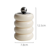 Nordic Style Qtip Holder Dispenser Desktop Dustproof Cotton Swab Storage Container Doughnut Shape Makeup Storage Box with Lid Milky White 4 Layers