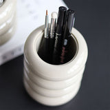 Nordic Style Qtip Holder Dispenser Desktop Dustproof Cotton Swab Storage Container Doughnut Shape Makeup Storage Box with Lid Milky White 4 Layers - Low Angle