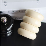 Nordic Style Qtip Holder Dispenser Desktop Dustproof Cotton Swab Storage Container Doughnut Shape Makeup Storage Box with Lid Milky White 4 Layers - Extra Image