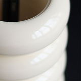 Nordic Style Qtip Holder Dispenser Desktop Dustproof Cotton Swab Storage Container Doughnut Shape Makeup Storage Box with Lid Milky White 4 Layers