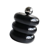Nordic Style Qtip Holder Dispenser Desktop Dustproof Cotton Swab Storage Container Doughnut Shape Makeup Storage Box with Lid Black 3 Layers - Front View