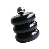 Nordic Style Qtip Holder Dispenser Desktop Dustproof Cotton Swab Storage Container Doughnut Shape Makeup Storage Box with Lid Black 3 Layers - Side View