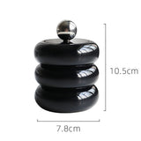 Nordic Style Qtip Holder Dispenser Desktop Dustproof Cotton Swab Storage Container Doughnut Shape Makeup Storage Box with Lid Black 3 Layers - Low Angle