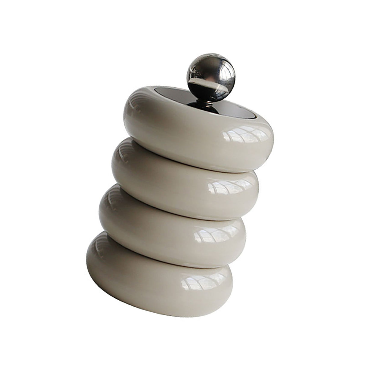 Nordic Style Qtip Holder Dispenser Desktop Dustproof Cotton Swab Storage Container Doughnut Shape Makeup Storage Box with Lid Khaki 4 Layers