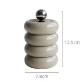 Nordic Style Qtip Holder Dispenser Desktop Dustproof Cotton Swab Storage Container Doughnut Shape Makeup Storage Box with Lid Khaki 4 Layers
