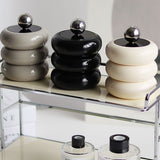 Nordic Style Qtip Holder Dispenser Desktop Dustproof Cotton Swab Storage Container Doughnut Shape Makeup Storage Box with Lid Khaki 4 Layers - Extra Image
