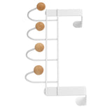 Back Door Hooks Chinese Cherry Iron Punch Free Horizontal White Door Towel Hanger Rack for Home Hats Storage 4 Hooks - Side View