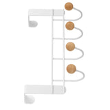 Back Door Hooks Chinese Cherry Iron Punch Free Horizontal White Door Towel Hanger Rack for Home Hats Storage 4 Hooks - Top-Down View