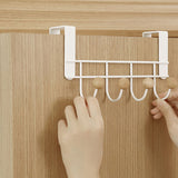 Back Door Hooks Chinese Cherry Iron Punch Free Horizontal White Door Towel Hanger Rack for Home Hats Storage 4 Hooks