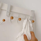 Back Door Hooks Chinese Cherry Iron Punch Free Horizontal White Door Towel Hanger Rack for Home Hats Storage 4 Hooks - Low Angle