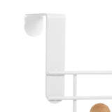 Back Door Hooks Chinese Cherry Iron Punch Free Horizontal White Door Towel Hanger Rack for Home Hats Storage 4 Hooks - Extra Image