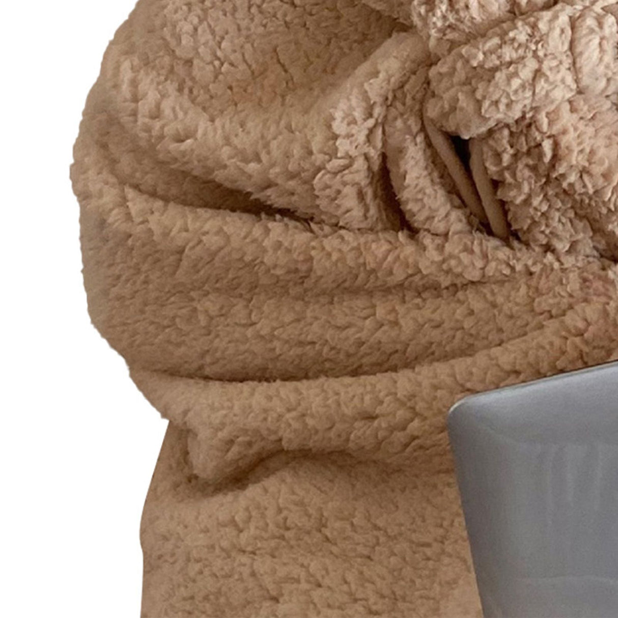 Winter Throw Blanket Cloak With Hood Thick Soft Plush Warm Wearable Blanket for Children and Adults Beige 120x123cm