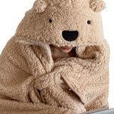 Winter Throw Blanket Cloak With Hood Thick Soft Plush Warm Wearable Blanket for Children and Adults Beige 120x123cm - Extra Image