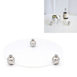 Acrylic Storage Tray Clear Transparent Stainless Steel Round Feet Minimalist Style Decorative Practical Desktop Shelf for Cafes Round