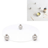 Acrylic Storage Tray Clear Transparent Stainless Steel Round Feet Minimalist Style Decorative Practical Desktop Shelf for Cafes Round - Rear View