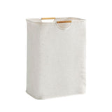 Large Laundry Basket Waterproof Collapsible Laundry Hamper with Wooden Handle for Household Bathroom S 40cm - Front View