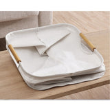 Large Laundry Basket Waterproof Collapsible Laundry Hamper with Wooden Handle for Household Bathroom S 40cm