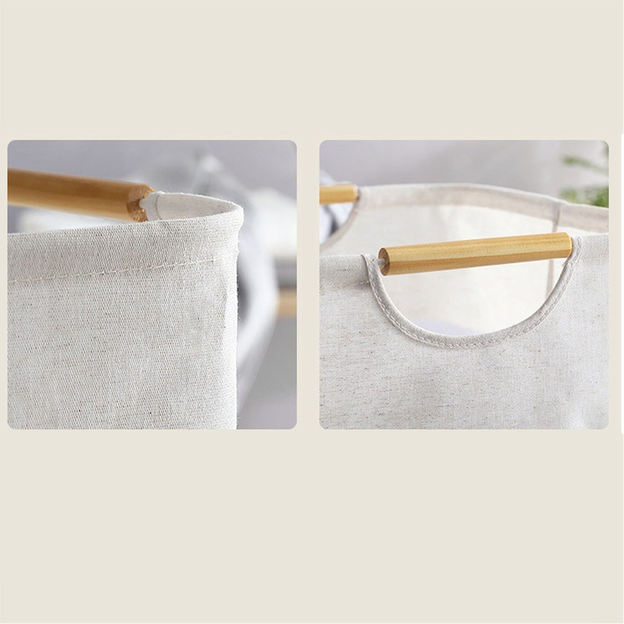 Large Laundry Basket Waterproof Collapsible Laundry Hamper with Wooden Handle for Household Bathroom S 40cm