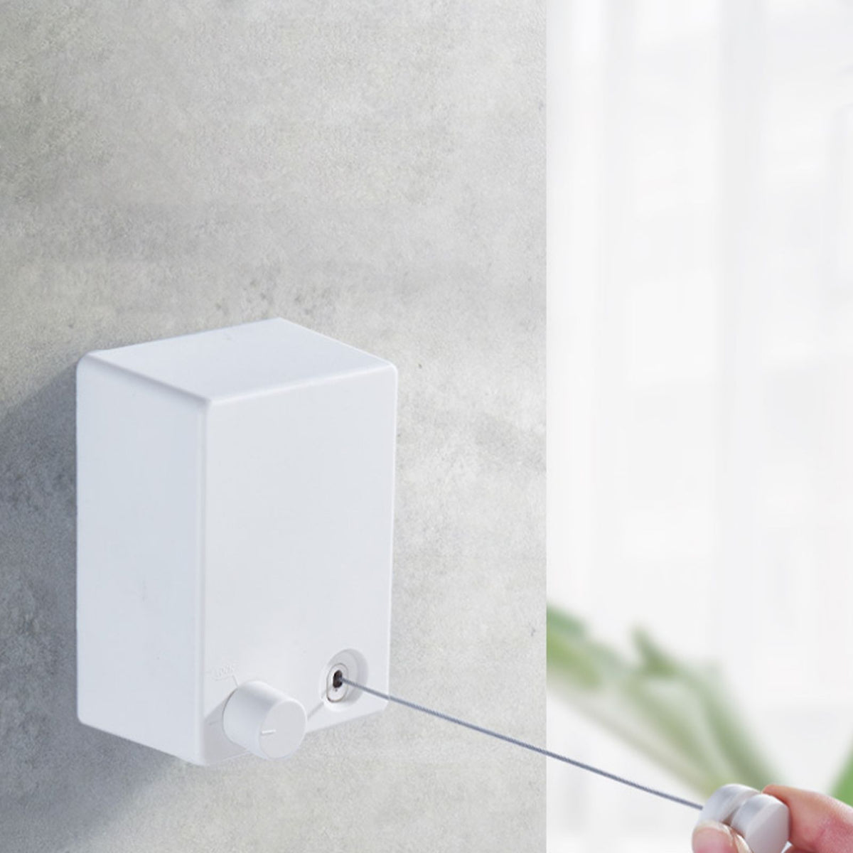 4.2m Clothes Drying Laundry Line Retractable Stainless Steel Punch Free Clothes Drying Rope for Home Balcony White