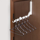 Folding Door Hanger with 5 Holes Retractable Over The Door Laundry Clothes Hanger Rack Space Saving Coat Organizer White