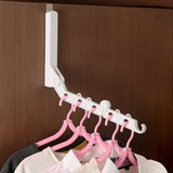 Folding Door Hanger with 5 Holes Retractable Over The Door Laundry Clothes Hanger Rack Space Saving Coat Organizer White - Close-Up Angle