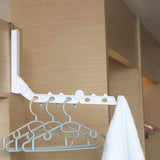 Folding Door Hanger with 5 Holes Retractable Over The Door Laundry Clothes Hanger Rack Space Saving Coat Organizer White